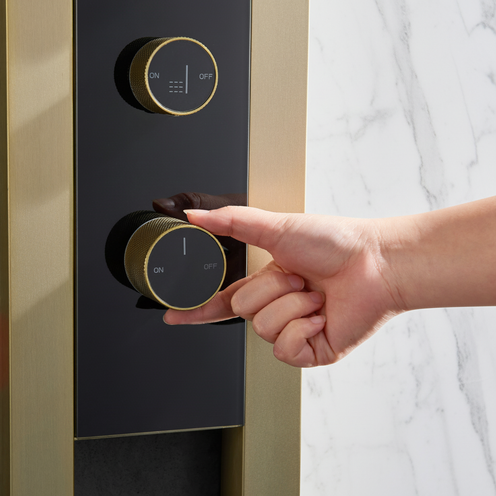 Panneau de douche thermostatique Marcelo – Affichage numérique - Or brossé