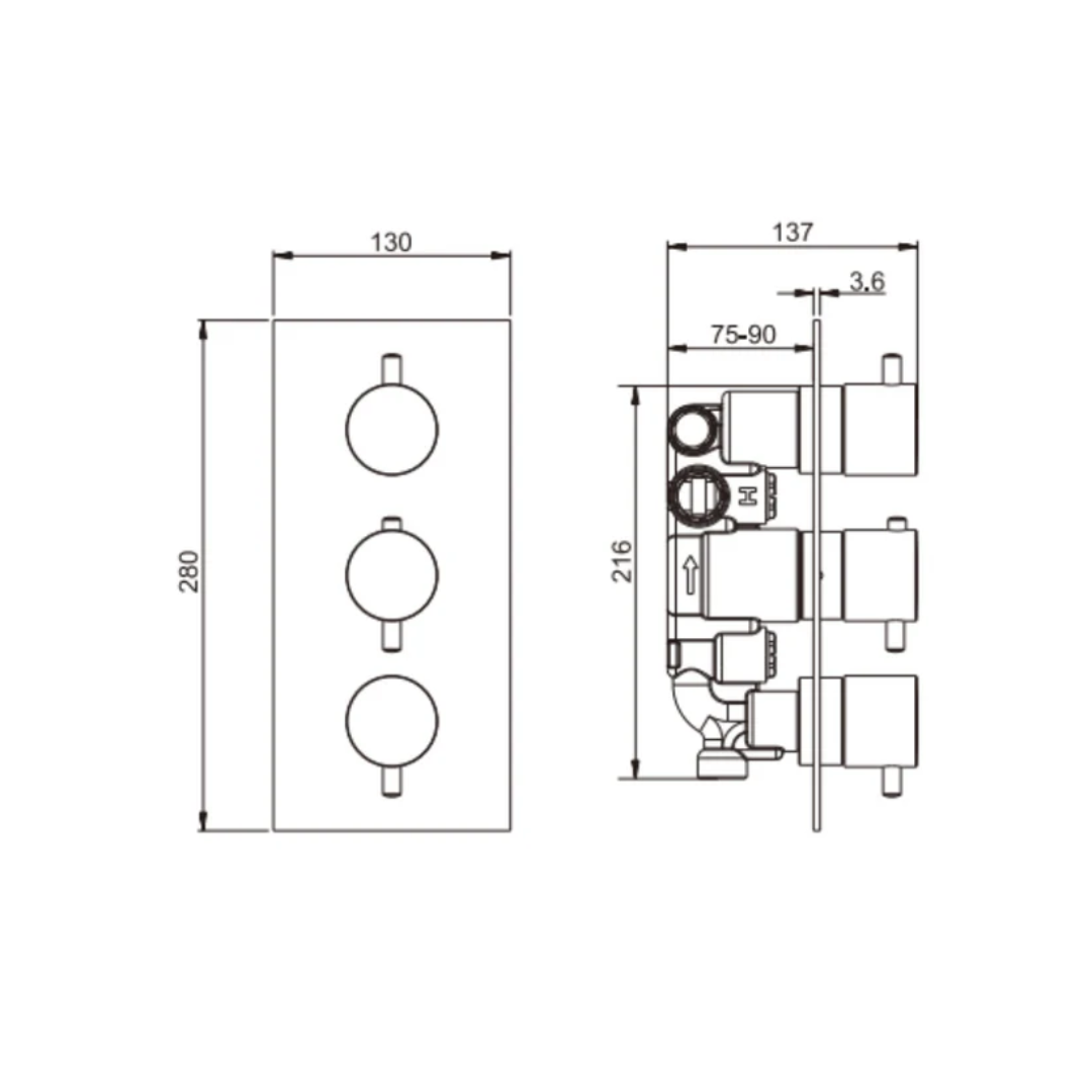 Ensemble de douche à effet pluie encastré thermostatique Valencia - Douche à air II - Graphite