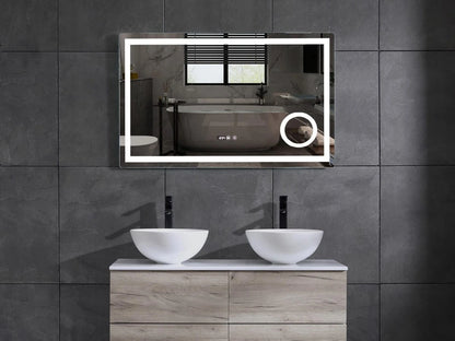 Miroir de salle de bain LED - Horloge numérique - Dante 100x70cm