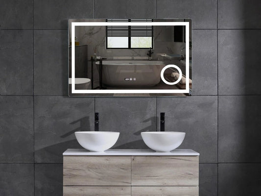 Miroir de salle de bain LED - Horloge numérique - Dante 100x70cm