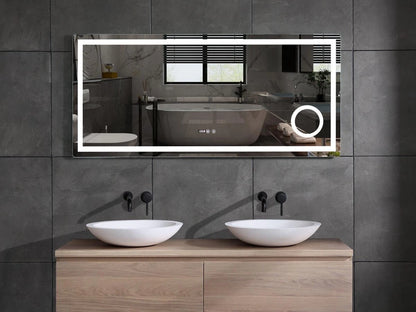 Miroir de salle de bain LED - Horloge numérique - Dante 140x70cm