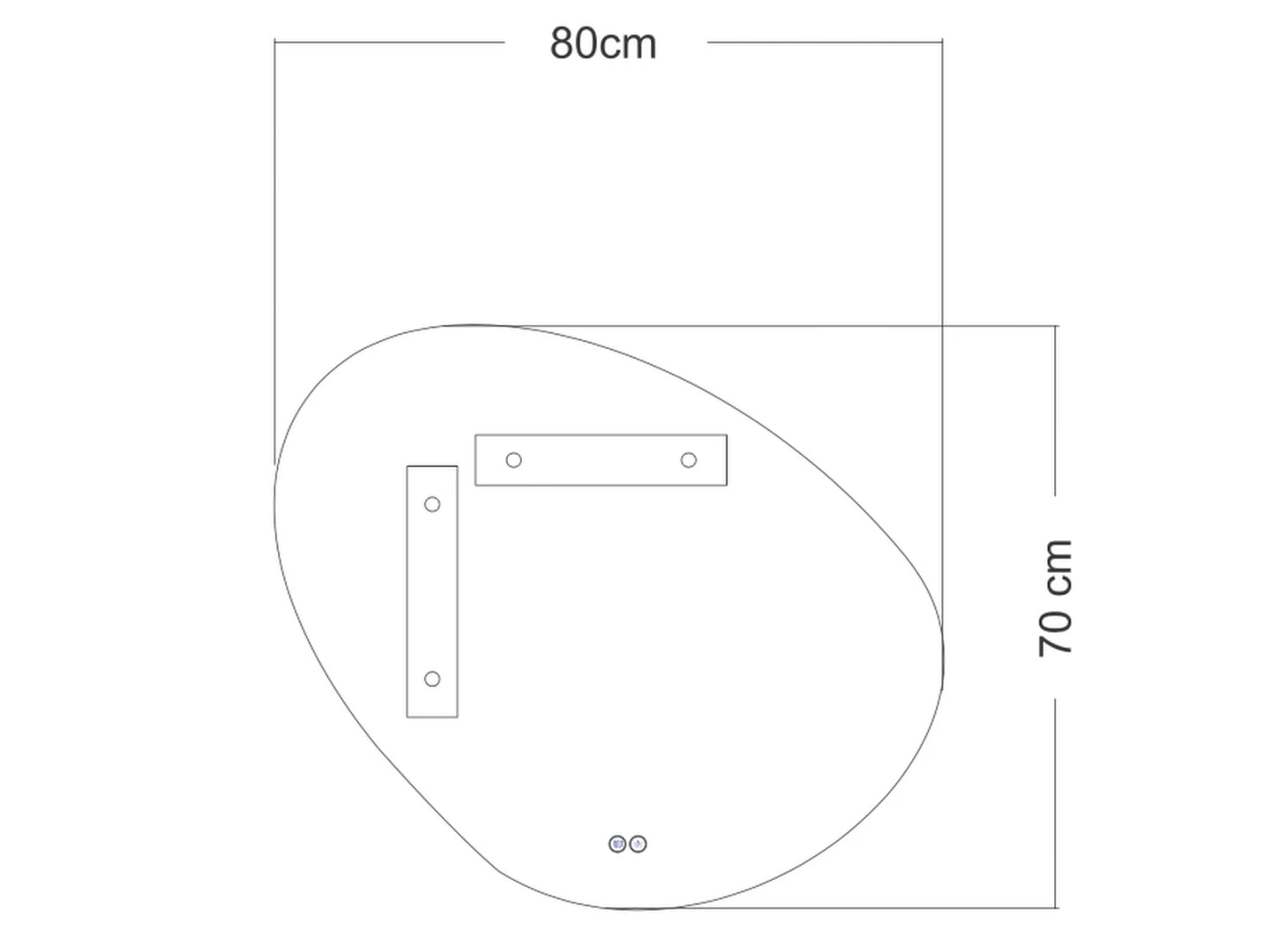 Miroir de salle de bain LED - Horizontal ou vertical - Alessia 80x70cm