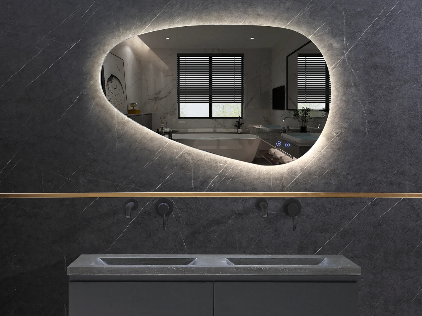 Miroir de salle de bain LED - Horizontal ou vertical - Darla 90x60cm