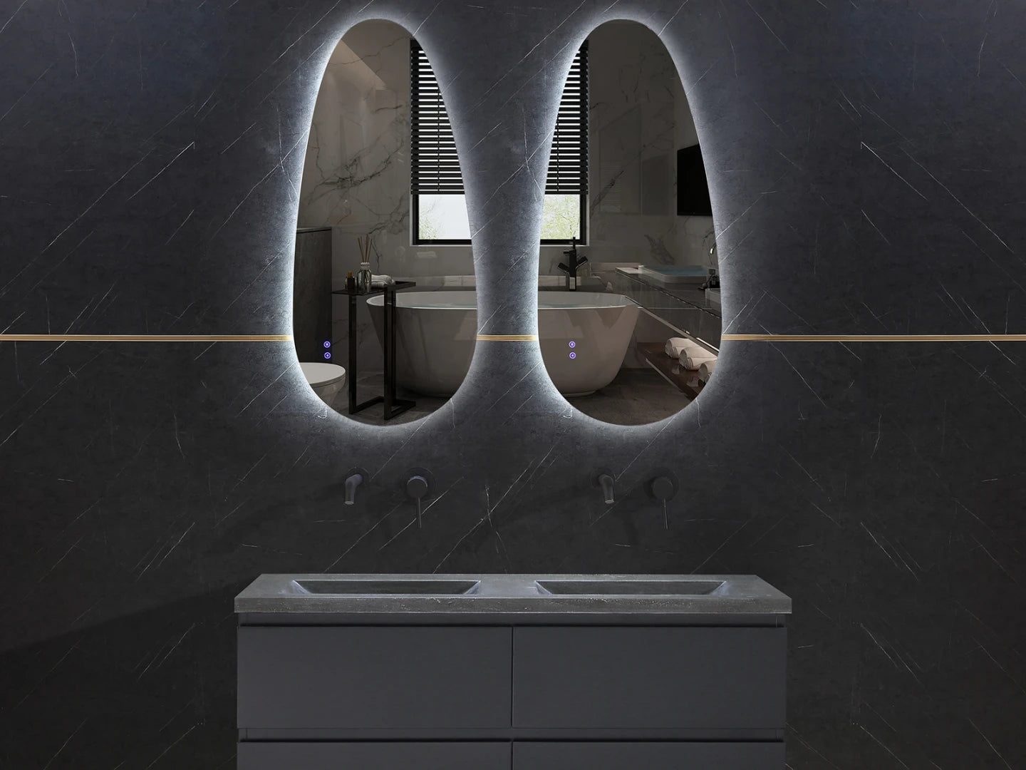 Miroir de salle de bain LED - Horizontal ou vertical - Darla 140x65cm