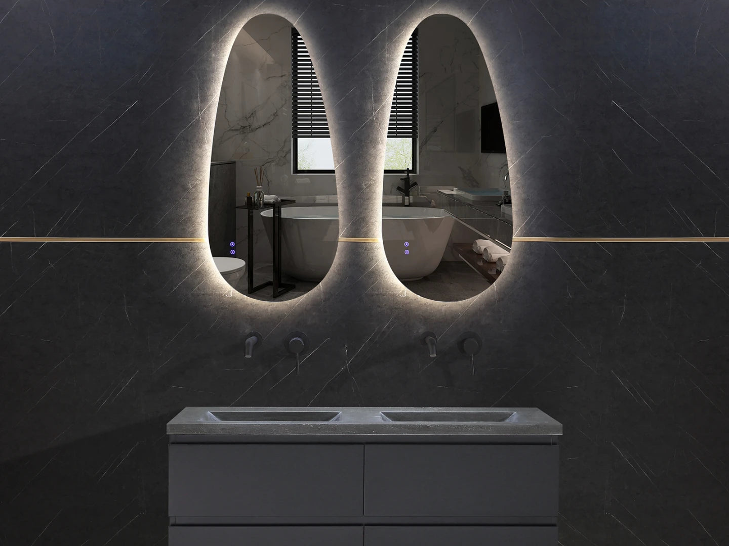 Miroir de salle de bain LED - Horizontal ou vertical - Darla 90x60cm
