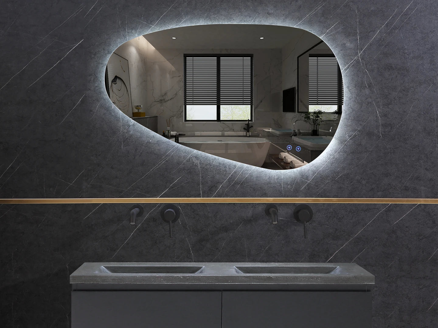 Miroir de salle de bain LED - Horizontal ou vertical - Darla 90x60cm