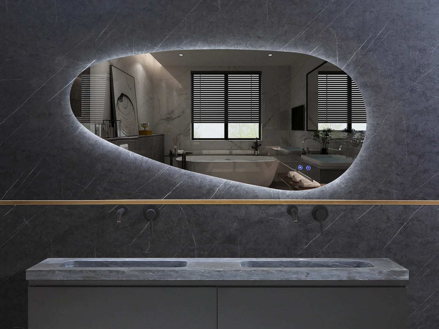 Miroir de salle de bain LED - Horizontal ou vertical - Darla 140x65cm