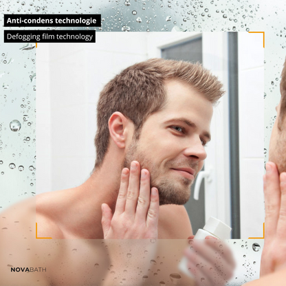 Miroir de salle de bain LED sur mesure Lori – Bluetooth & haut-parleurs – Horloge numérique – Miroir de grossissement – Chauffage anti-condensation