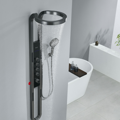 Panneau de douche thermostatique Marcelo – Affichage numérique - Gris gunmetal