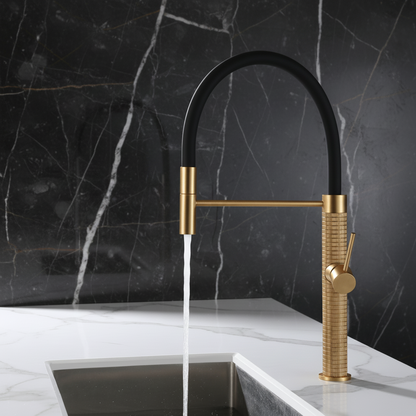 Robinet de cuisine semi-professionnel Angelica – Bec rétractable – Gris gunmetal