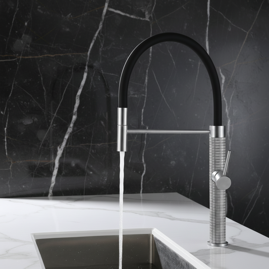 Robinet de cuisine semi-professionnel Angelica – Bec rétractable – Gris gunmetal