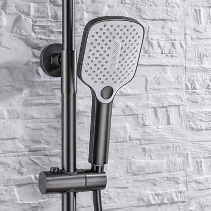Ensemble de douche à effet pluie thermostatique - Angelo - Gris gunmetal