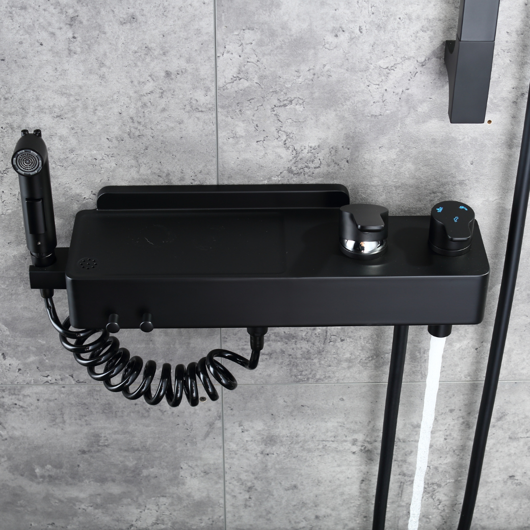 Ensemble de douche à effet pluie encastré - Bruno - Noir