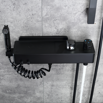 Ensemble de douche à effet pluie encastré - Bruno - Noir