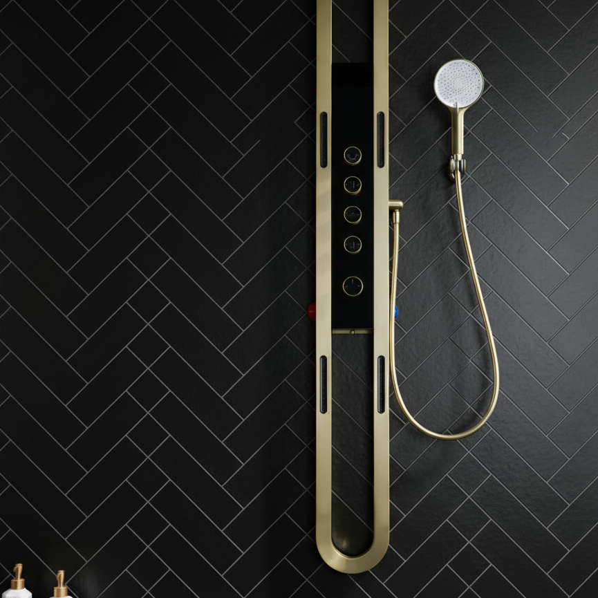 Panneau de douche thermostatique Marcelo – Affichage numérique - Or brossé