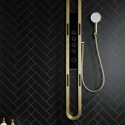 Panneau de douche thermostatique Marcelo – Affichage numérique - Or brossé