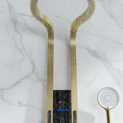Panneau de douche thermostatique Marcelo – Affichage numérique - Or brossé