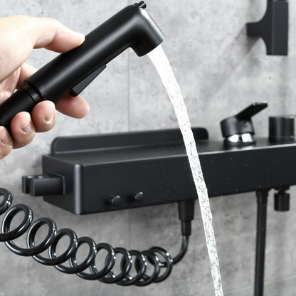 Ensemble de douche à effet pluie encastré - Bruno - Noir