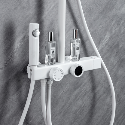 Ensemble de douche à effet pluie avec thermostat – Violetta – Affichage numérique – Blanc