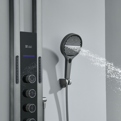 Panneau de douche thermostatique Marcelo – Affichage numérique - Gris gunmetal