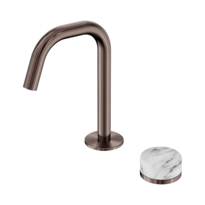 Robinet de lavabo encastré Sorrento – Arabescato Corchia – 2 trous – Débit droit – Bronze brossé