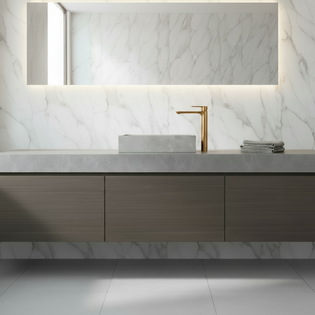 Robinet de baignoire indépendant Lisandro – Sortie d'eau en cascade – Nickel brossé