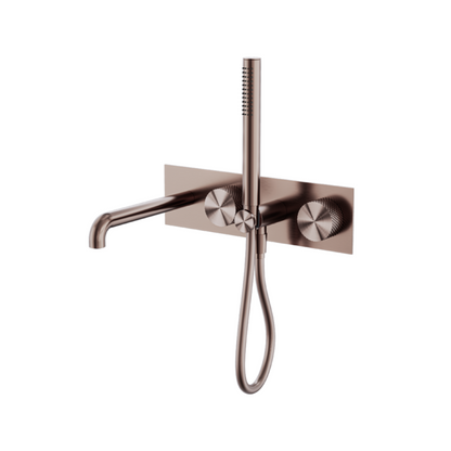 Robinet de bain encastré Valencia - Douche à main et sortie - Bronze brossé