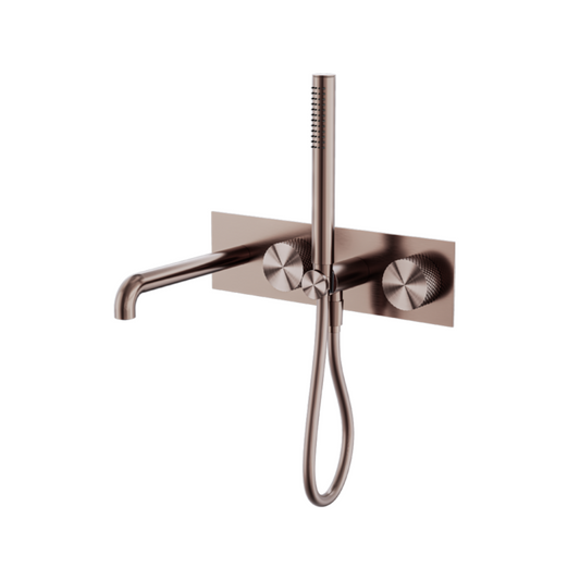 Robinet de bain encastré Valencia - Douche à main et sortie - Bronze brossé