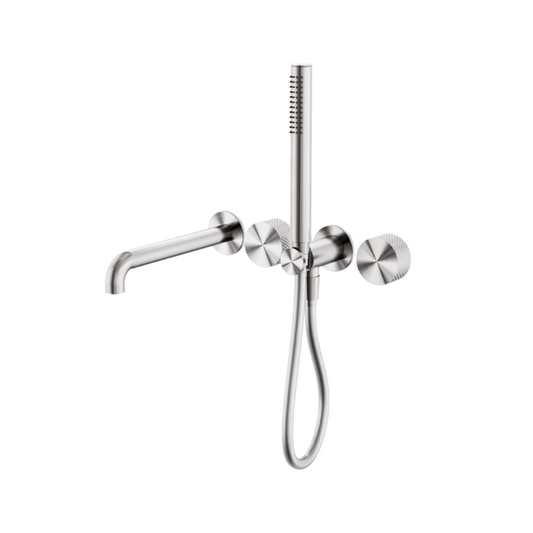 Robinet de bain encastré Valencia - Douche à main et sortie - Sans plaque arrière - Nickel brossé