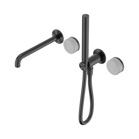 Robinet de baignoire encastré Sorrento - Carrara - Douche à main et sortie - Sans plaque arrière - Gris gun metal