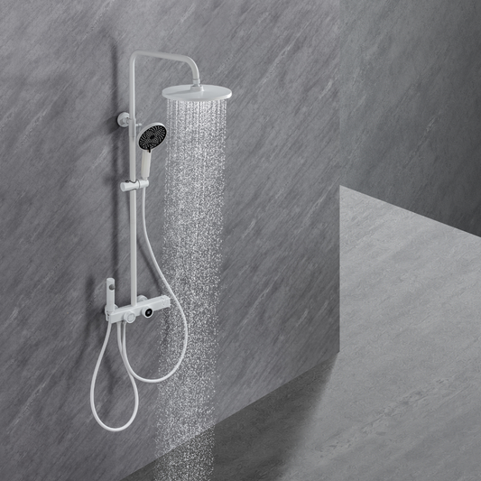 Ensemble de douche à effet pluie avec thermostat – Violetta – Affichage numérique – Blanc