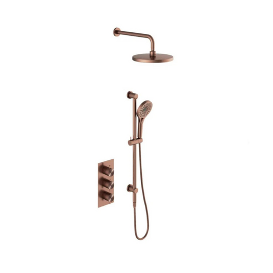Ensemble de douche à effet pluie encastré thermostatique Valencia - Douche à air II - Bronze brossé