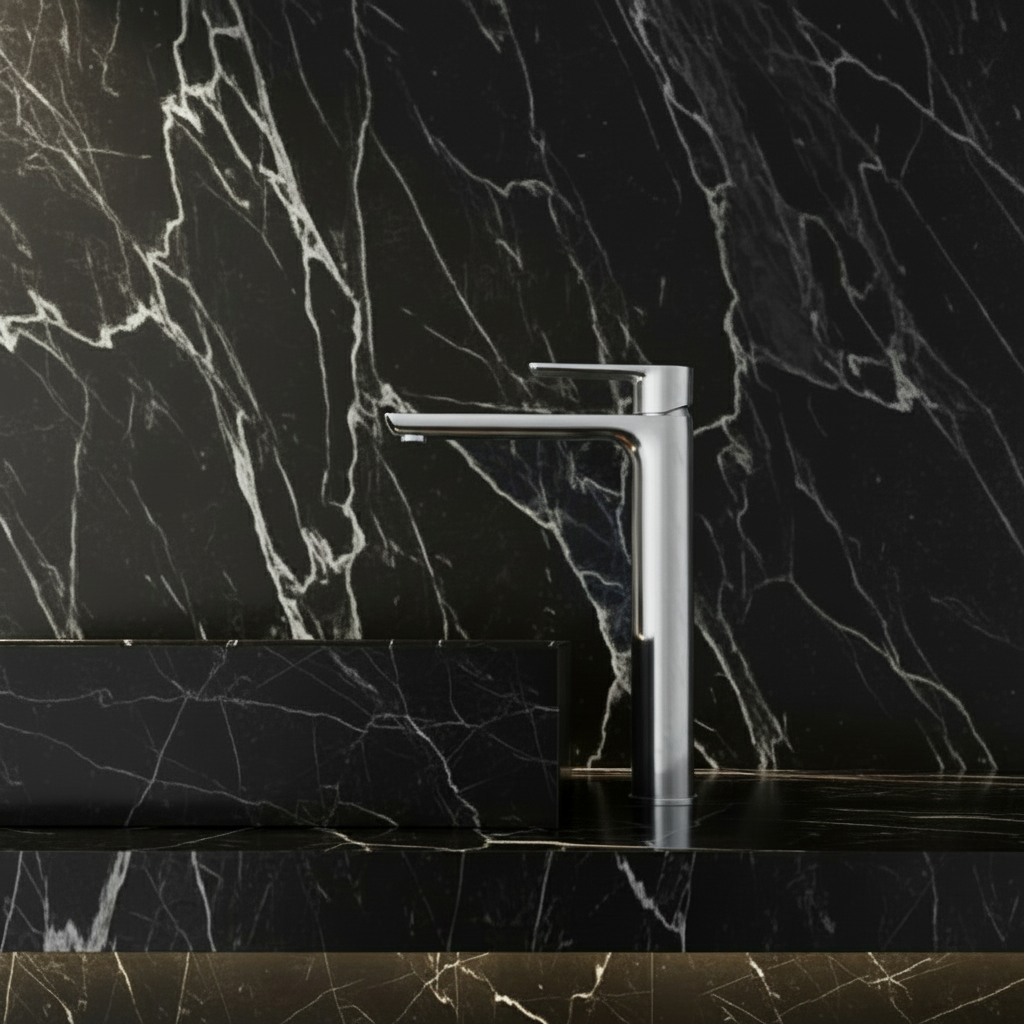 Robinet de baignoire indépendant Lisandro – Sortie d'eau en cascade – Nickel brossé