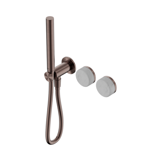 Robinet de douche encastré – Sorrento – Carrara – Douchette à main – Sans plaque arrière – Bronze brossé