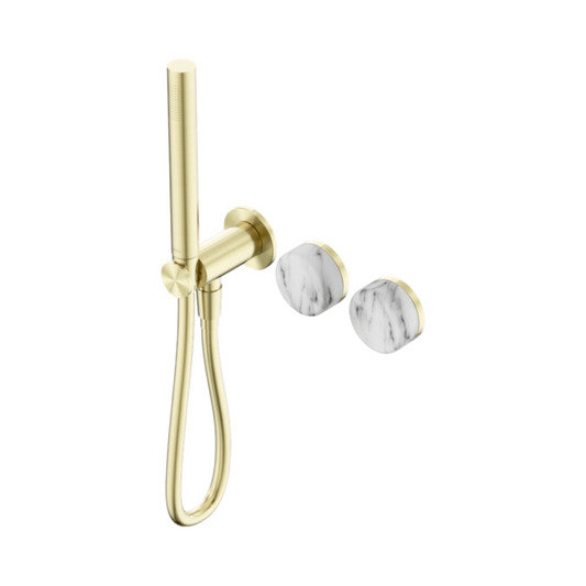 Robinet de douche encastré – Sorrento – Arabescato Corchia – Douche à main – Sans plaque arrière – Or brossé