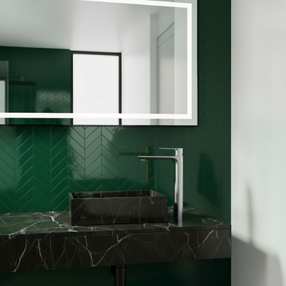 Robinet de baignoire indépendant Lisandro – Sortie d'eau en cascade – Nickel brossé