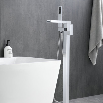 Robinet de baignoire indépendant Lisandro – Sortie d'eau en cascade – Chrome