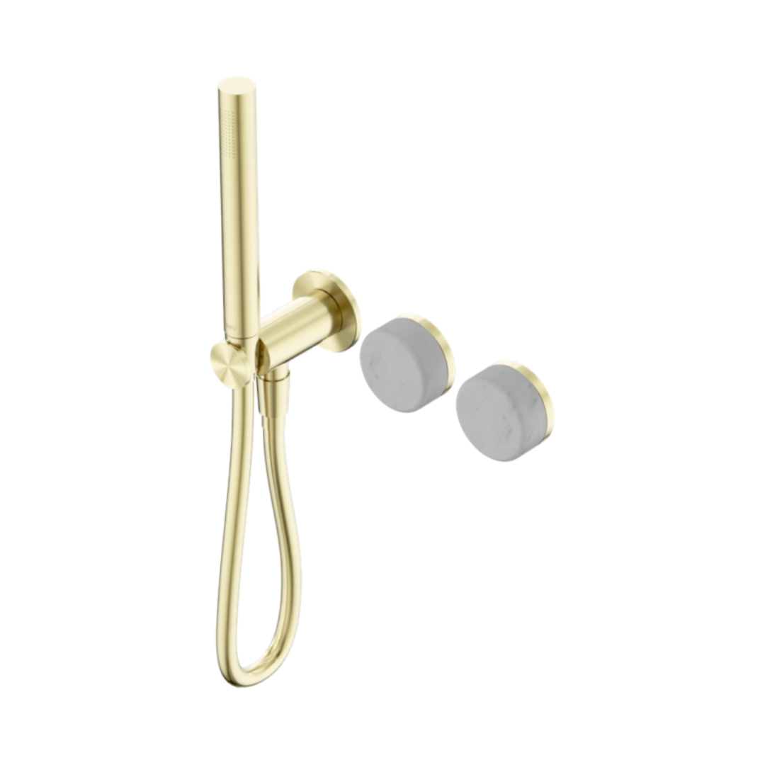 Robinet de douche encastré – Sorrento – Carrara – Douchette à main – Sans plaque arrière – Or brossé