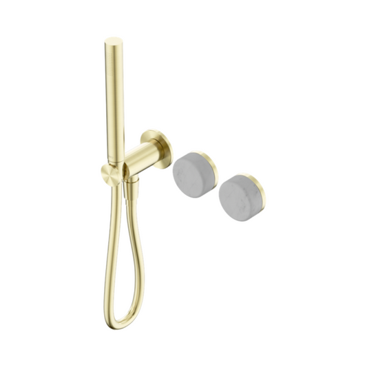 Robinet de douche encastré – Sorrento – Carrara – Douchette à main – Sans plaque arrière – Or brossé