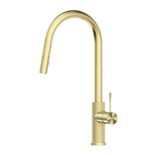 Robinet de cuisine Valencia – Rétractable avec fonction spray – Or brossé