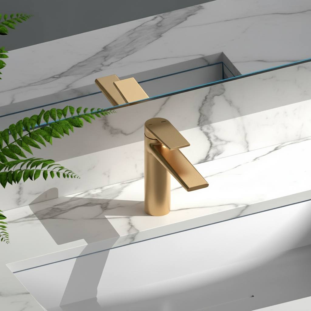 Robinet de baignoire indépendant Lisandro – Sortie d'eau en cascade – Nickel brossé