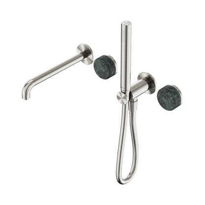 Robinet de bain encastré Sorrento - Verde alpi - Douche à main et sortie - Sans plaque arrière - Nickel brossé