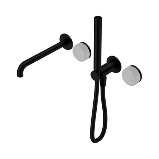 Robinet de baignoire encastré Sorrento - Carrara - Douche à main et sortie - Sans plaque arrière - Noir mat