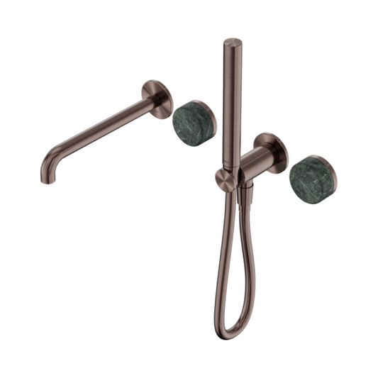 Robinet de bain encastré Sorrento - Verde alpi - Douche à main et sortie - Sans plaque arrière - Bronze brossé