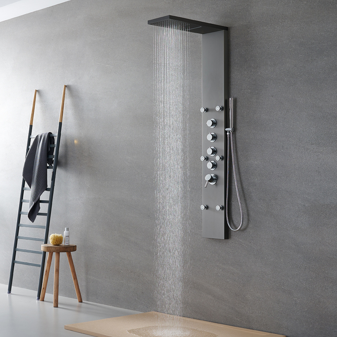Robinet de baignoire indépendant Lisandro – Sortie d'eau en cascade – Nickel brossé