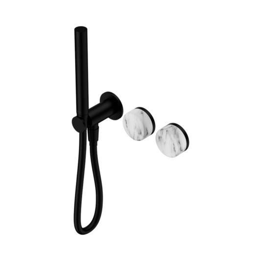 Robinet de douche encastré – Sorrento – Arabescato Corchia – Douche à main – Sans plaque arrière – Noir mat