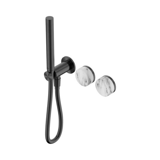 Robinet de douche encastré – Sorrento – Arabescato Corchia – Douche à main – Sans plaque arrière – Gris gun metal