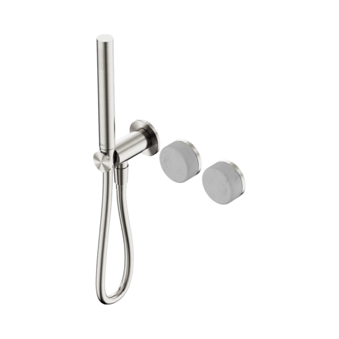 Robinet de douche encastré – Sorrento – Carrara – Douche à main – Sans plaque arrière – Nickel brossé