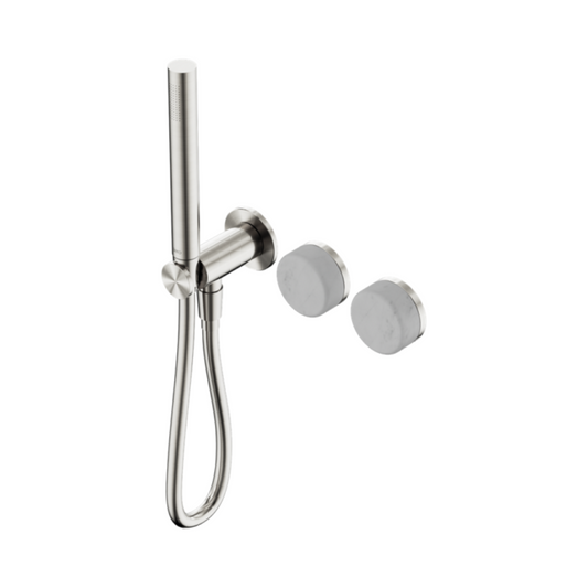 Robinet de douche encastré – Sorrento – Carrara – Douche à main – Sans plaque arrière – Nickel brossé