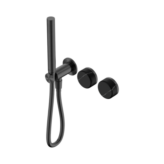 Robinet de douche encastré – Sorrento – Marquina Black – Douche à main – Sans plaque arrière – Gris métal gun